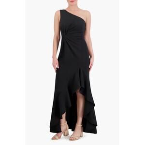Vince Camuto Ruffle Detail One-Shoulder High-Low Gown Black Size 12 NWT Elegant